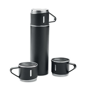 SEYRA Termoska z nerezové oceli se 3 hrnky, 420 ml, černá