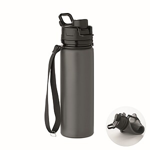 Silikónová športová fľaša 500 ml, tmavosivá