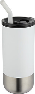 SITUZAN Dvoustěnný termohrnek s brčkem, 480 ml, bílá