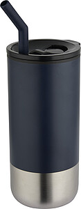 SITUZAN Dvoustěnný termohrnek s brčkem, 480 ml, námořní modrá