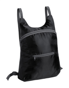 Skládací batoh s kapsami na zip, 210D polyester, černý
