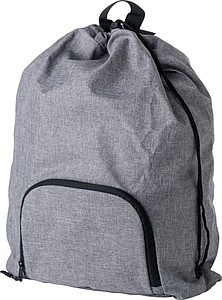 Skladací batoh so sťahovacou šnúrkou, 300D polyester, šedý