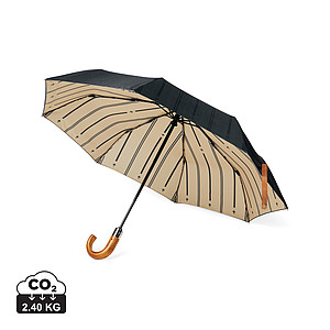 Skládací deštník, recyklované materiály, černý - reklamní deštníky
