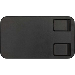 Skládací držák na telefon z recyklovaného plastu s kovovým stolním stojanem, černá