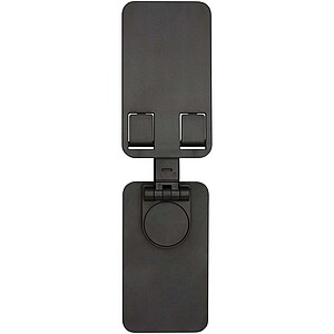 Skládací držák na telefon z recyklovaného plastu s kovovým stolním stojanem, černá