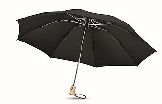 Skládací pongee deštník, průměr 107 cm, černá