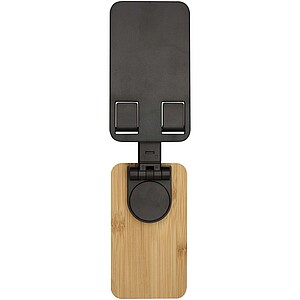 Skládací stojan na telefon z recyklovaného plastu s bambusovými detaily, černá