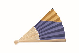Skládací vějíř, bambus, papír, design vlajky Švédska