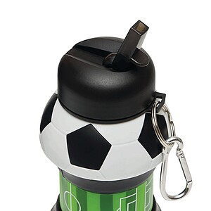 Skladacia fľaša na pitie futbalová lopta 550 ml, čierna/biela
