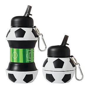 Skladacia fľaša na pitie futbalová lopta 550 ml, čierna/biela
