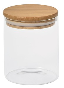 Skleněná dóza na potraviny s bambusovým víčkem, cca 450ml