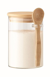 Sklenéná dóza se lžičkou, objem 600ml, transparentní