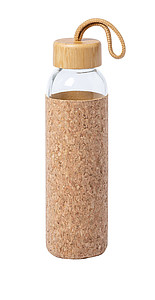 Sklenená fľaša na pitie, 500ml, s korkovým rukávom