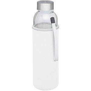 Sklenená fľaša na pitie, 500ml, s neoprénovým obalom, biela
