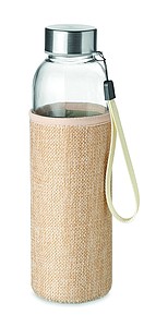 Sklenená fľaša na pitie s obalom z juty a neoprénu, 500ml
