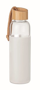 Skleněná láhev 500ml se silikonovým obalem, bílá