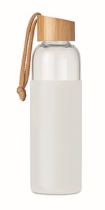 Skleněná láhev 500ml se silikonovým obalem, bílá