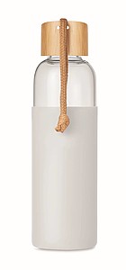 Skleněná láhev 500ml se silikonovým obalem, bílá