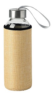 Skleněná láhev na pití, 450ml, s jutovým obalem