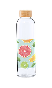 Skleněná láhev na pití, 500ml s bambusovým víčkem
