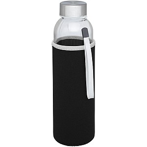 Skleněná láhev na pití, 500ml, s neoprenovým obalem, černá
