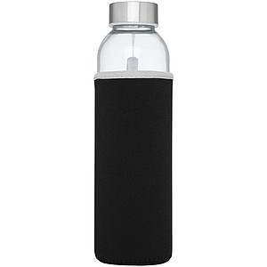 Skleněná láhev na pití, 500ml, s neoprenovým obalem, černá