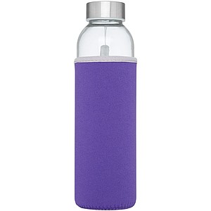 Skleněná láhev na pití, 500ml, s neoprenovým obalem, fialová