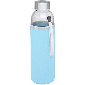 Skleněná láhev na pití, 500ml, s neoprenovým obalem, sv. modrá