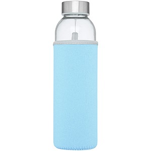 Skleněná láhev na pití, 500ml, s neoprenovým obalem, sv. modrá