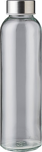 Skleněná láhev na pití 500ml s nerezovým víčkem, transparentní