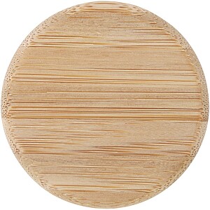 Skleněná láhev na vodu 500 ml se silikonovou rukojetí a bambusovým víčkem, šedá