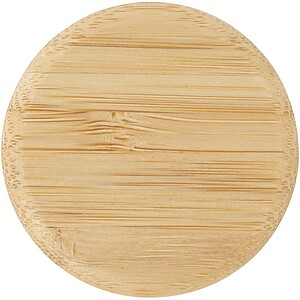 Skleněná láhev na vodu 500 ml se silikonovou rukojetí a bambusovým víčkem, transparentní