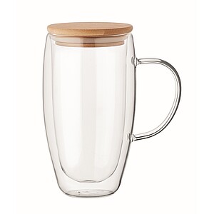 Skleněný hrnek s dvojitou 450ml, transparentní