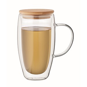 Skleněný hrnek s dvojitou 450ml, transparentní