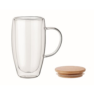 Skleněný hrnek s dvojitou 450ml, transparentní