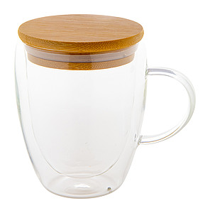 Sklenený termohrnček s bambusovým viečkom, 350ml
