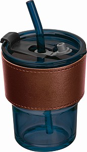 Sklenice 400ml, s víčkem a brčkem, tmavě modrá