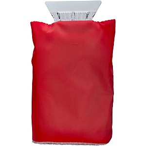 Škrabka na led s rukavicí, červená