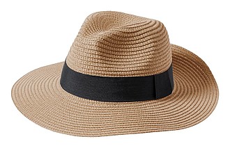 Slaměný klobou s černou stuhou, hnědá - reklamní klobouky