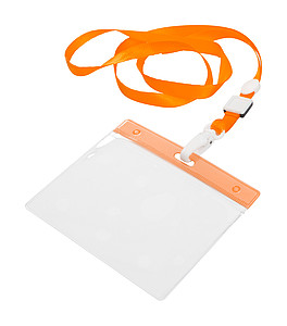 Šňůrka na krk s kapsou na jmenovku, oranžová