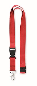 Šňůrka na krk šíře 2cm, karabina, trojzubec, bezpečnostní spona, červená