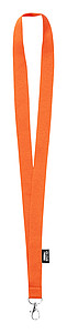Šňůrka na krk z RPET, šíře 2cm, s karabinou, oranžová