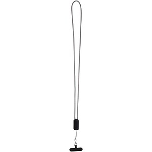 Šňůrka na smartphone z recyklovaného plastu s integrovaným 27 W 5v1 kabelem, černá