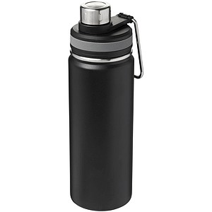 Športová fľaša s vakuovo-meďovou izoláciou a úchytom, objem 590 ml, čierna