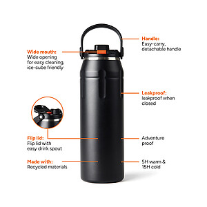 Sportovní termoska Nordic Drift 940 ml z RCS, černá