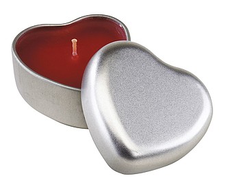 SRDÍČKO červená vonná svíčka v plechovce ve tvaru srdce - reklamní předměty