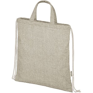 Stahovací batoh s uchy, z recyklované bavlny a polyesteru, přírodní - batoh s potiskem