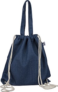 Sťahovací batoh z recyklovaného denimu, modrá