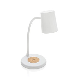 Stolní lampa Zenara s 15W bezdr. nabíjením z RCS plastu, bílá