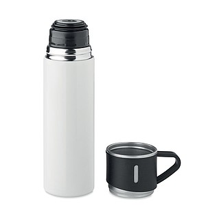 SUNA Termoska z nerezové oceli s hrnkem, 420 ml, bílá
